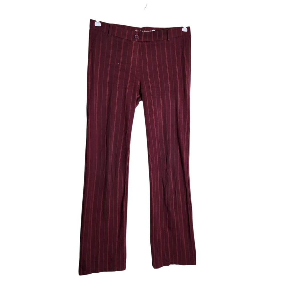 Betabrand Burgundy Pinstripe Yoga Dress Pants Straight Leg Large Long Maroon